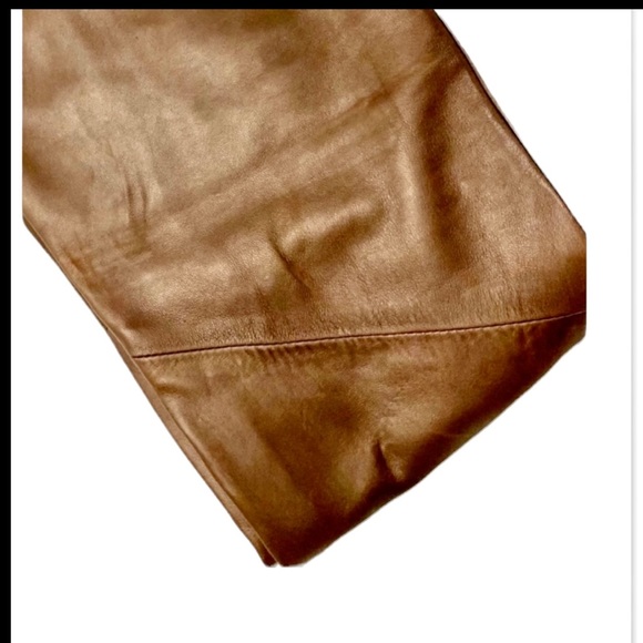 VAKKO Lambskin $390 Leggings Slacks Skinny Pants Trousers Leather Straight Leg - Picture 10 of 10